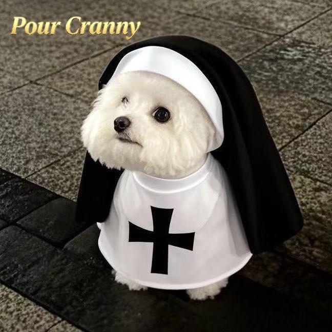 Unisex Upright Nun Costume for Small-Medium Dogs & Cats – Humorous Pet Photo Prop