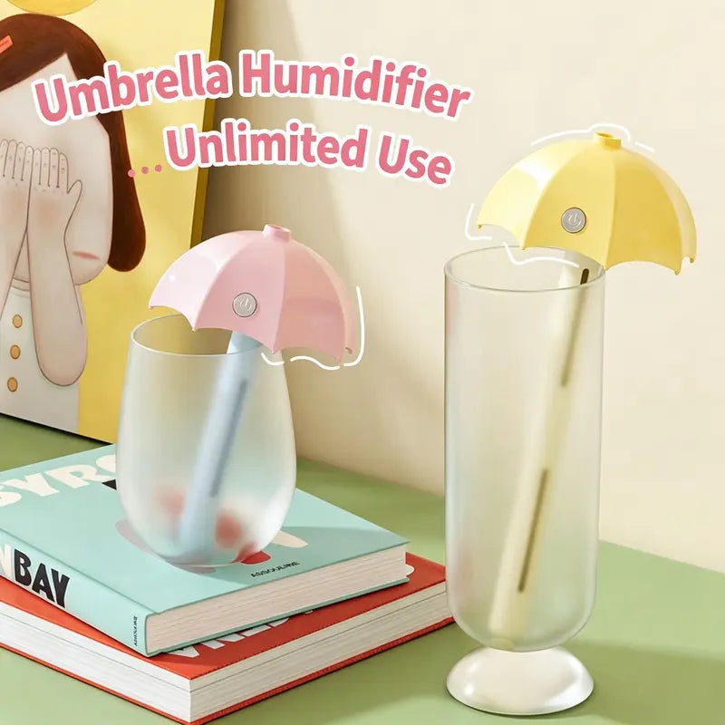 Portable Umbrella Mini USB Mist Humidifier with Warm Night Light for Home, Bedroom & Car