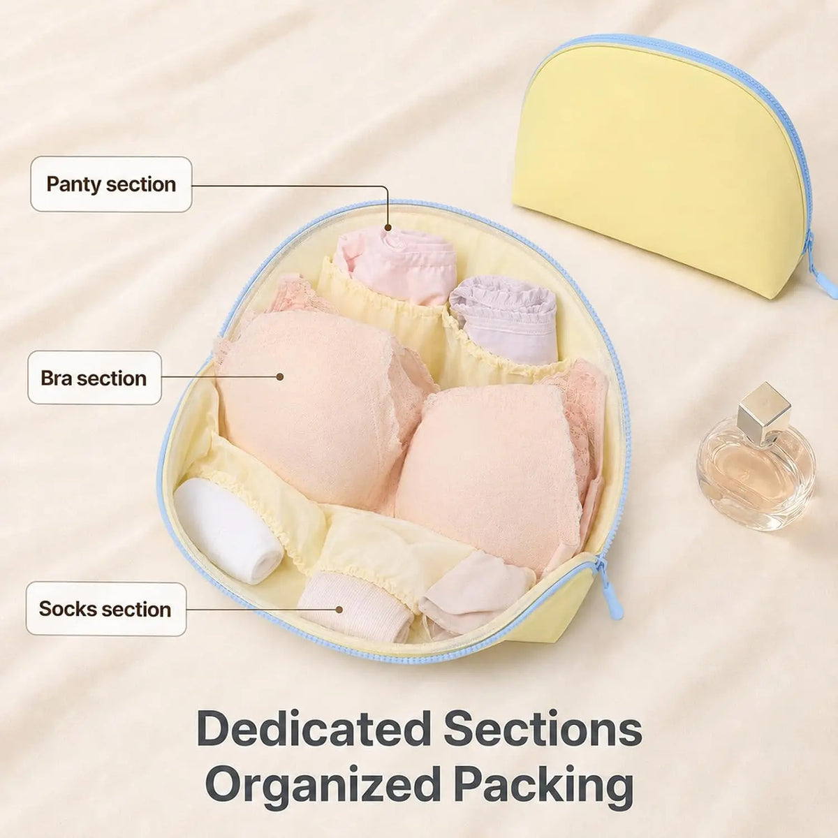 3-in-1 Travel Underwear Storage Bag – Waterproof Portable Bra, Panties & Socks Organizer Pouch