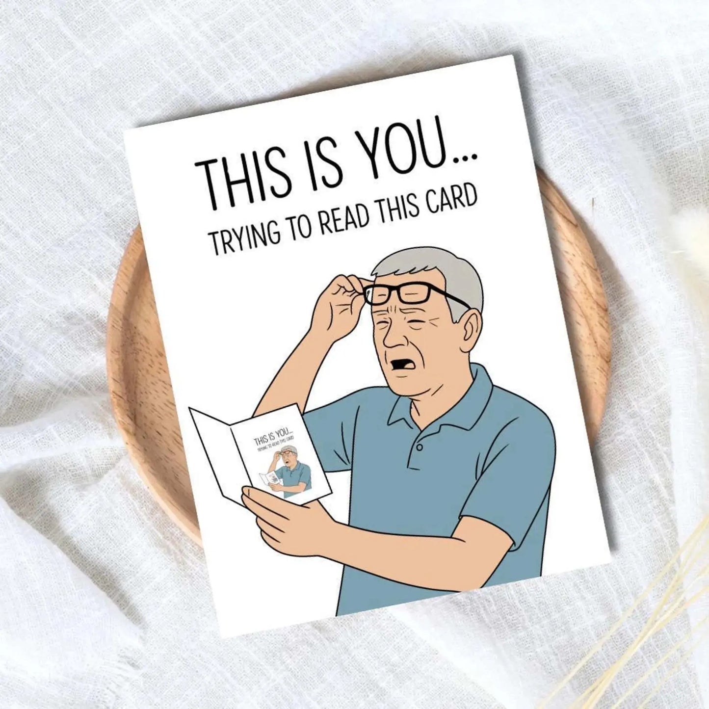 Funny Fathers Day Card - Watching TV With Eyes Closed