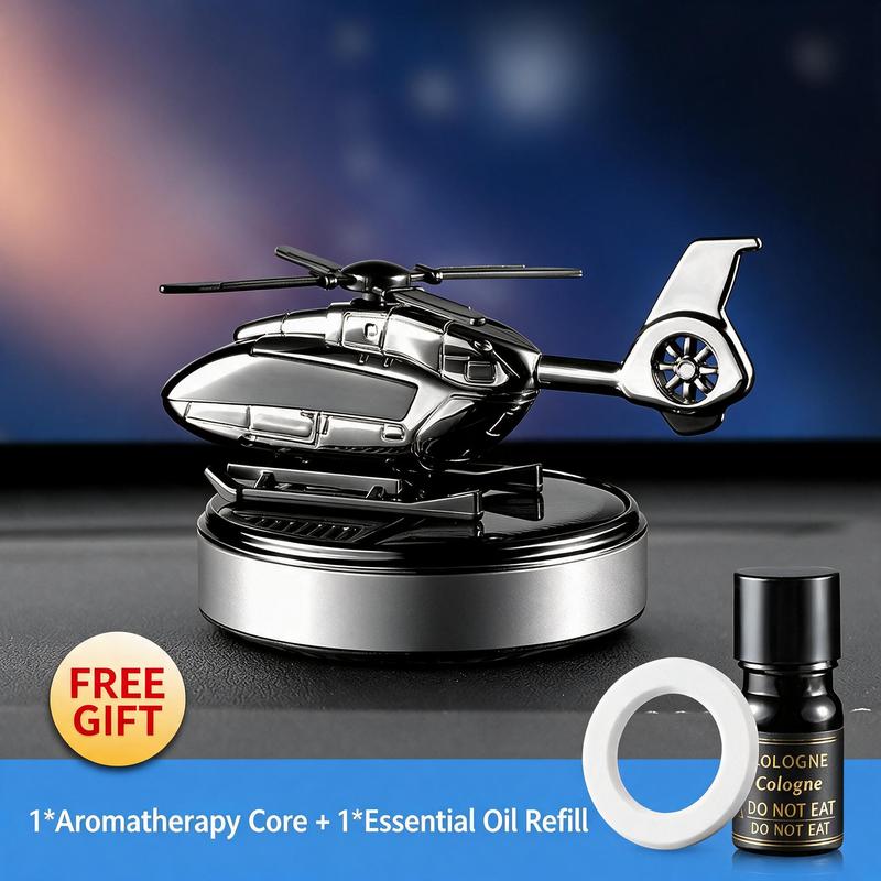 Solar-Powered Rotating Helicopter Aluminum Alloy Car Aromatherapy Diffuser