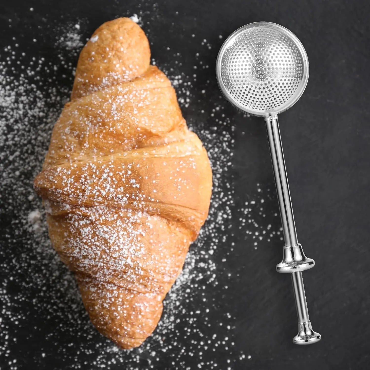 Stainless Steel Flour Duster for Baking, Long Handle Flour Sifter, Powdered Sugar Shaker Duster, Baking Sifter, Kitchen Gadgets, Baking Supplies