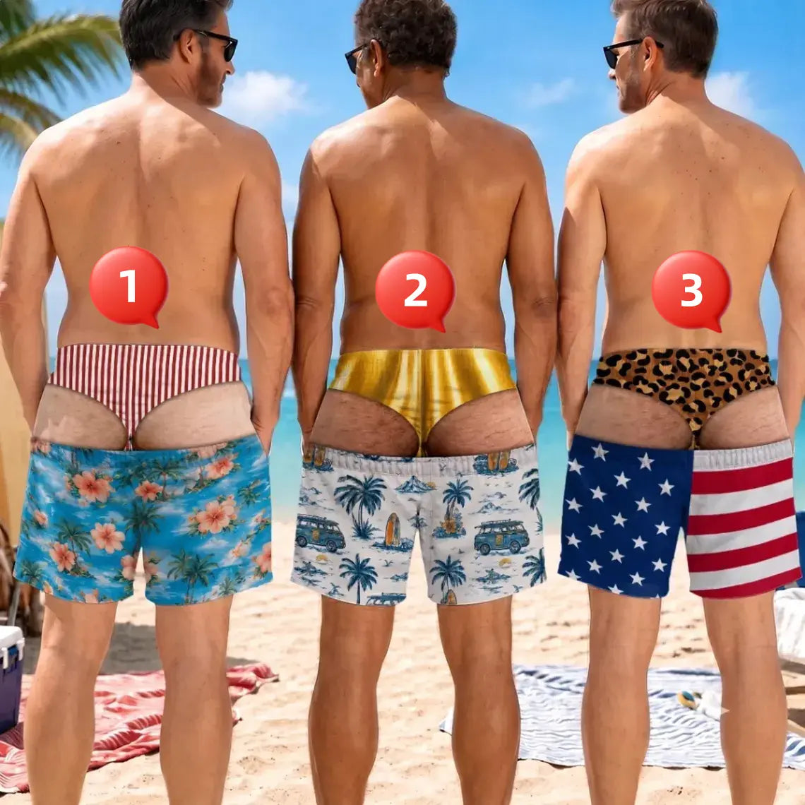 John Pork Men's Quick-Dry Printed Beach Swim Trunks – Casual Bathing Suits with Pockets & Drawstring