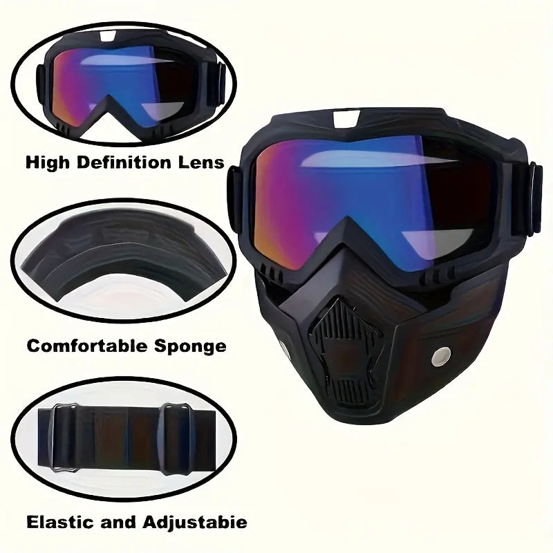 Full-Face Ski Goggles with Detachable Adjustable Mask | Anti-Fog HD Lenses, Comfort Sponge & Durable Plastic Frame