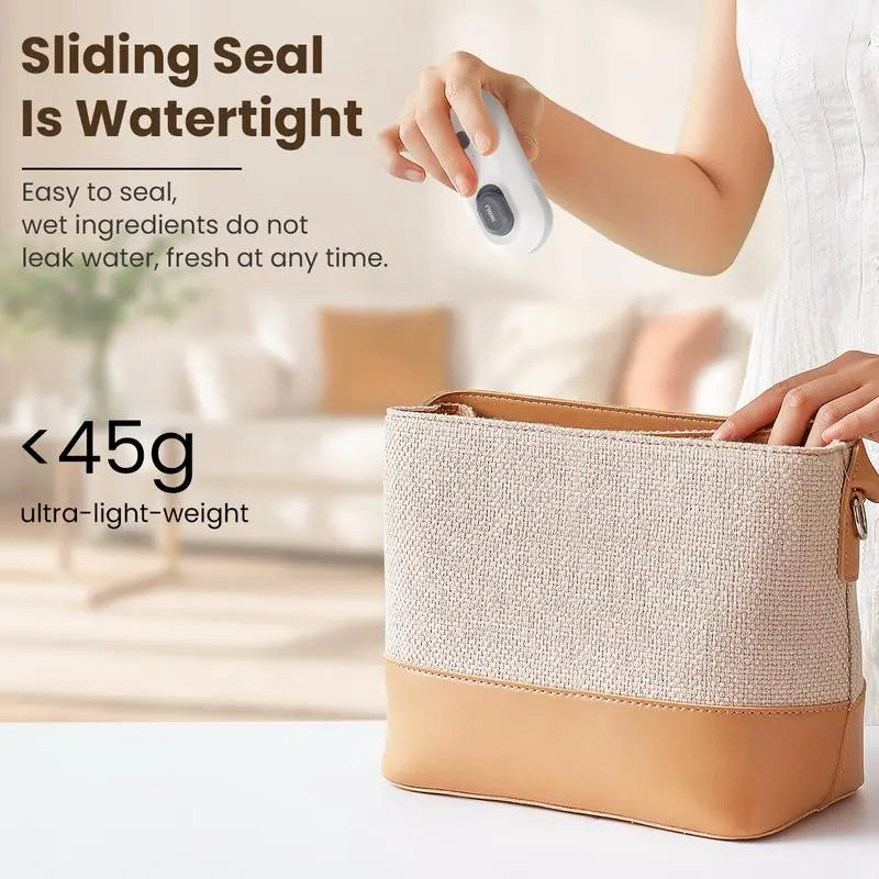 4-in-1 Mini Bag Sealer & Cutter, USB Rechargeable Portable Plastic Heat Sealer with Beer Bottle Opener, Magnetic Design for Food Storage & Camping