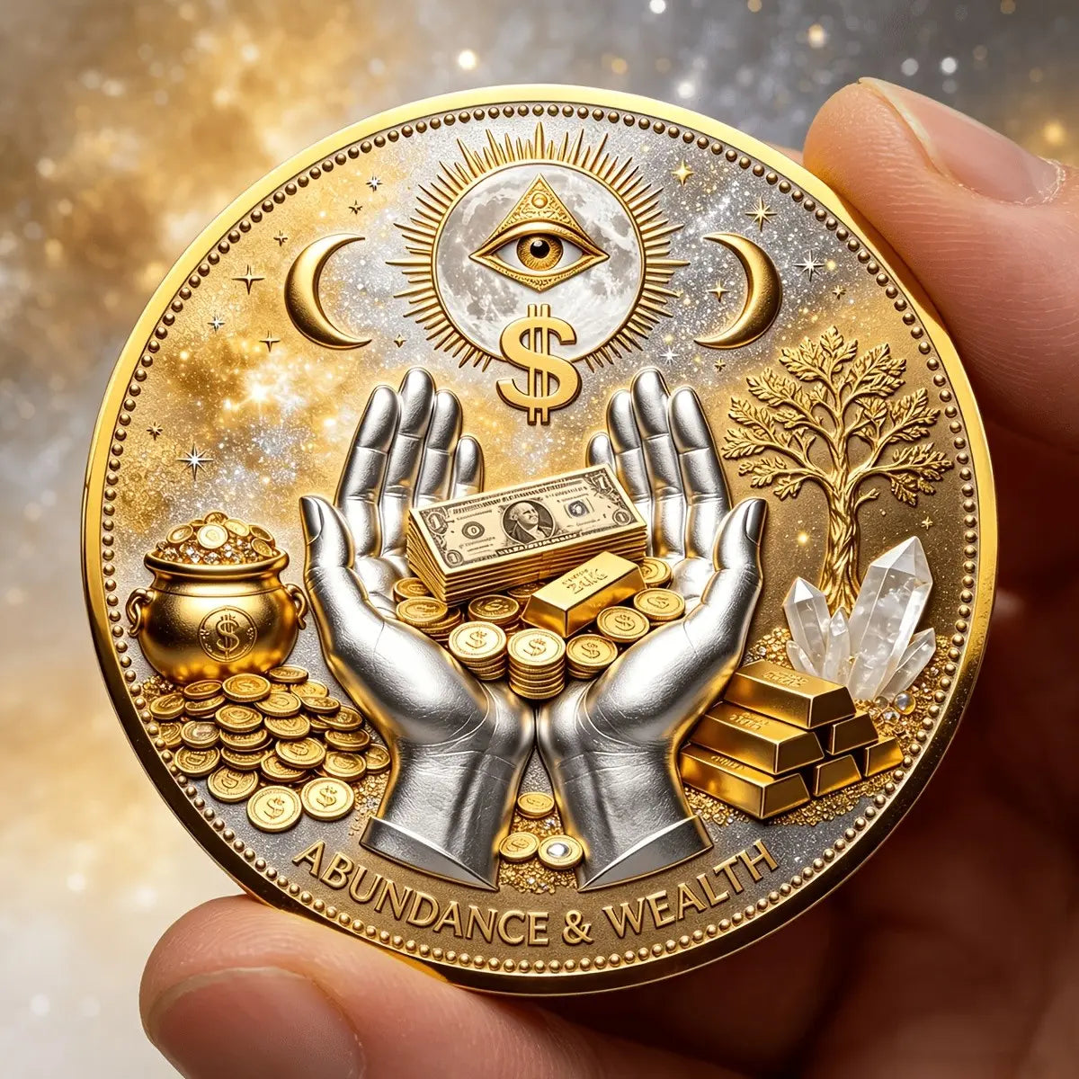 3D Wealth Prosperity Coin, All-Seeing Eye Collectible, Luck Charm, Portable Fortune, Ornaments