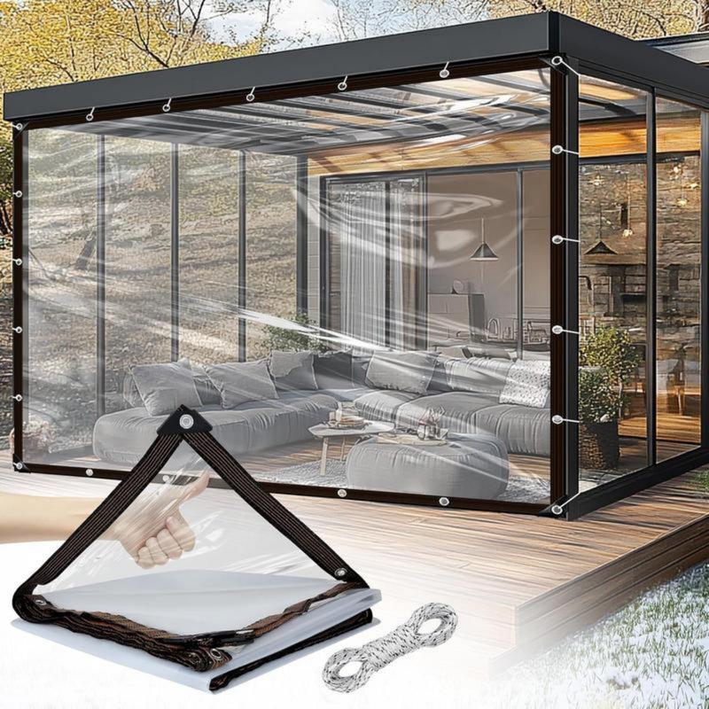 7x11FT Heavy-Duty Waterproof Clear Tarp with Grommets for Outdoor Plant & Patio Protection