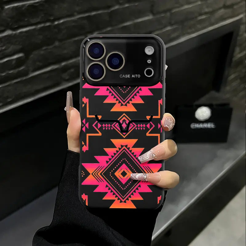 Western Bull Horn Aztec Geometric MagSafe Case – Gradient Ethnic Tribal Shockproof Cover for iPhone 17 Pro Max