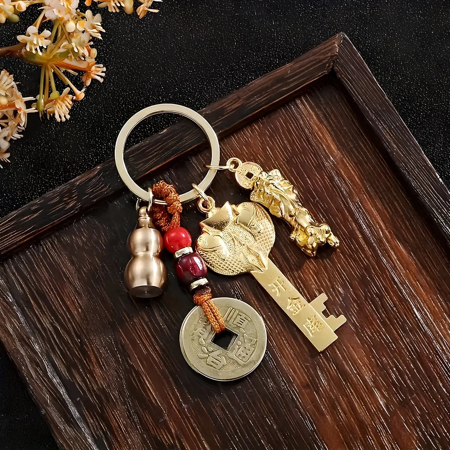 Feng Shui Five Blessings Set for Good Luck, Wealth, Health and Success, Charming Chinese Amulet Gift Bag, Feng Shui Ornament for Various Occasions, Decor, Decoration Items