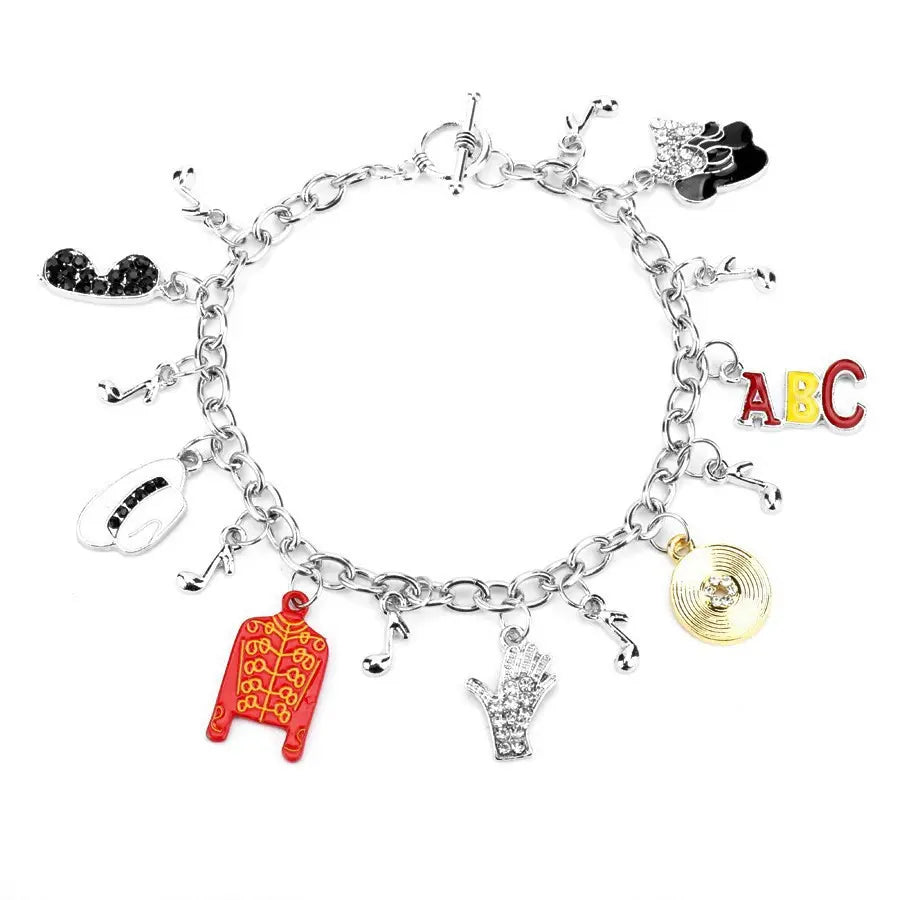 Michael Jackson 2-Piece Bracelet Set with Iconic Music Charms