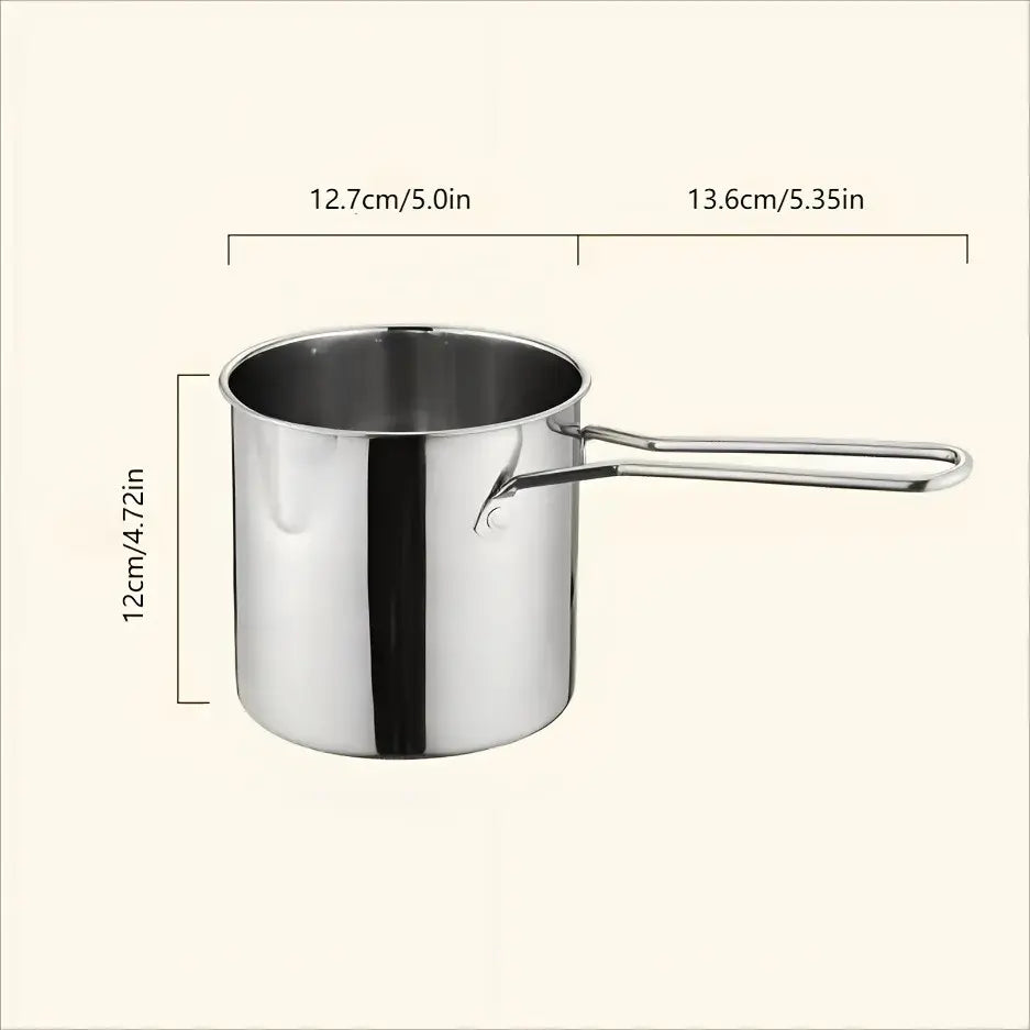 3-Piece Stainless Steel Mini Deep Fryer Set – Portable Pot with Strainer Basket & Food Tongs