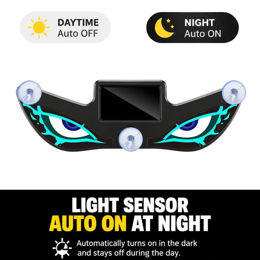 Solar LED Devil Eye Car Warning Light – Universal Rear Window Safety Light