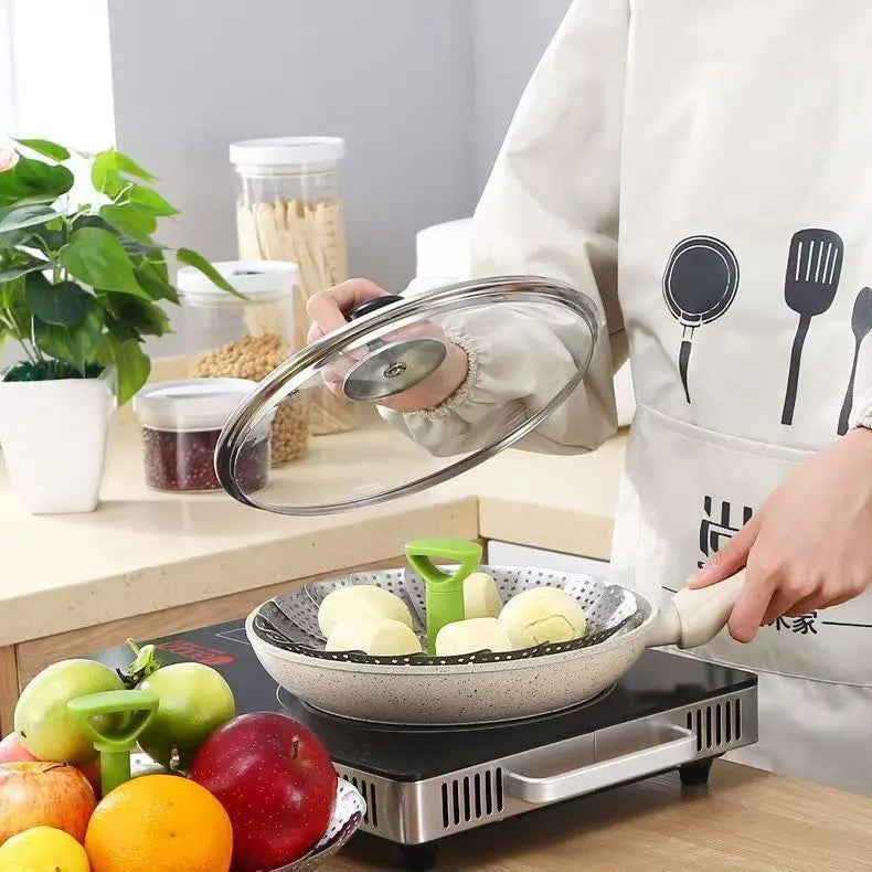 Stainless Steel Folding Vegetable Steamer Basket with Extendable Handle for Pots
