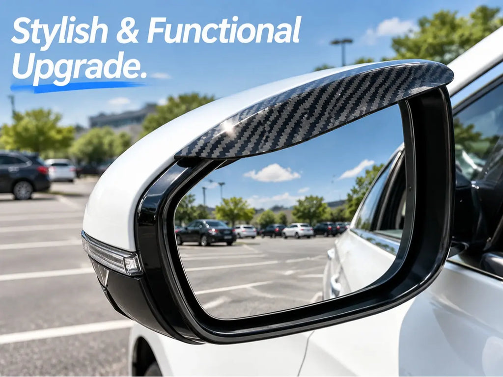 Snap-On Carbon Fiber Side Mirror Rain Visor Eyebrows – Waterproof Auto Rearview Rain Guard