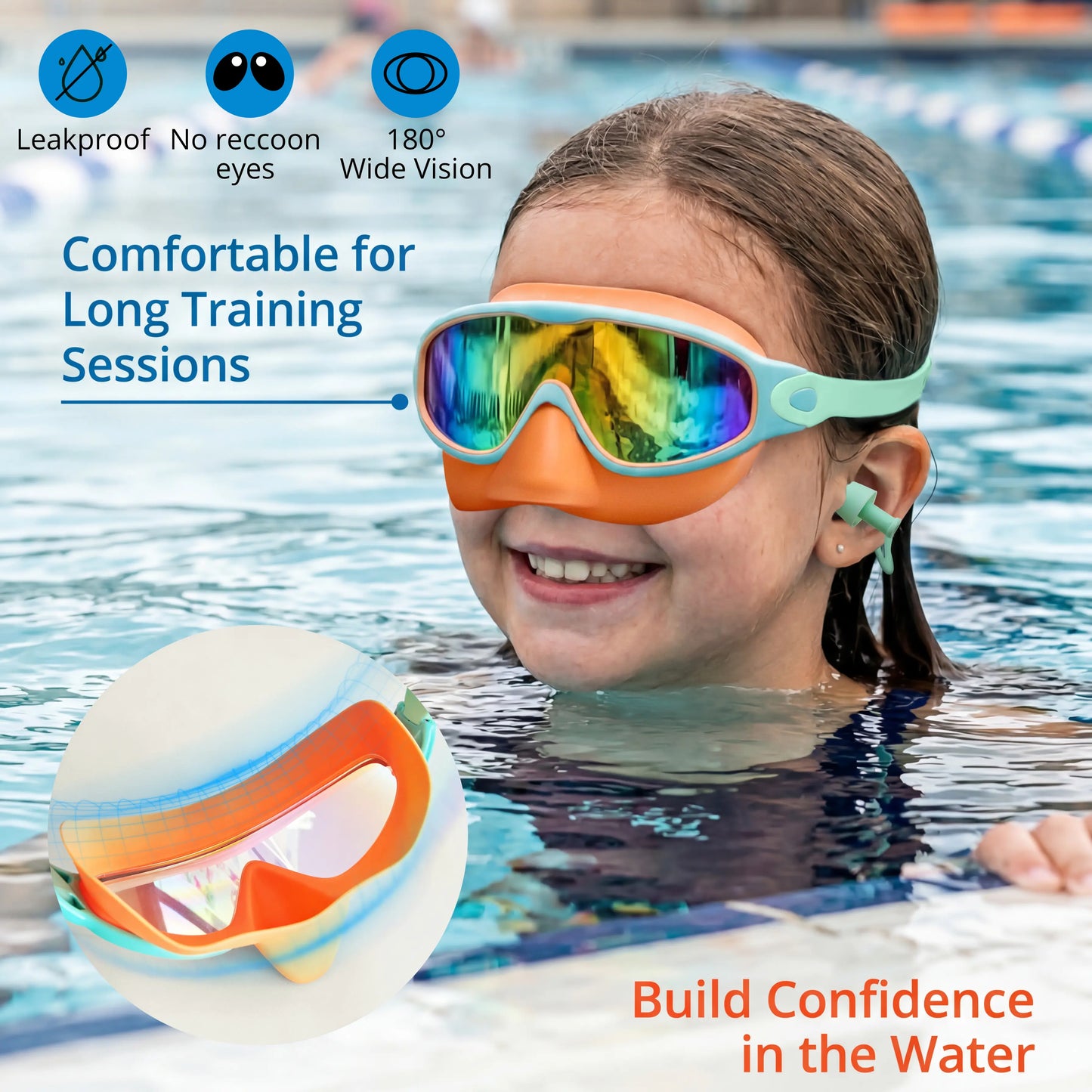Swim Goggles 2 Pack – Nose-Cover Design for Kids