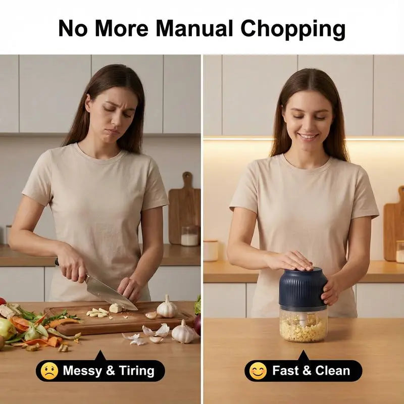 One-Touch Electric Food Chopper USB Rechargeable Mini Meat Grinder