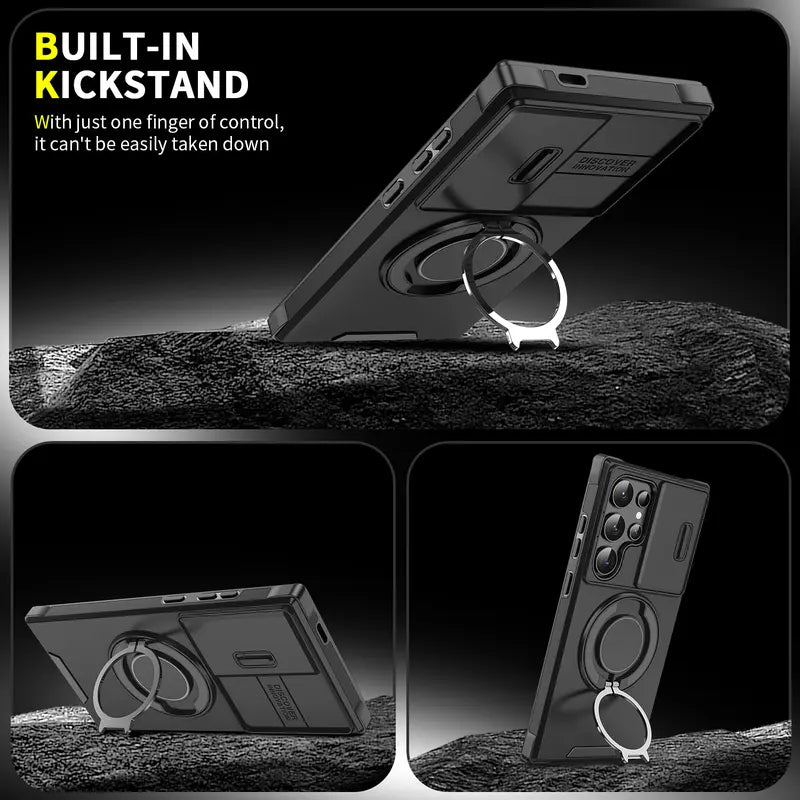 MagSafe Magnetic Ring Slide Camera Lens Shield Shockproof Case for Samsung Galaxy S26 Ultra