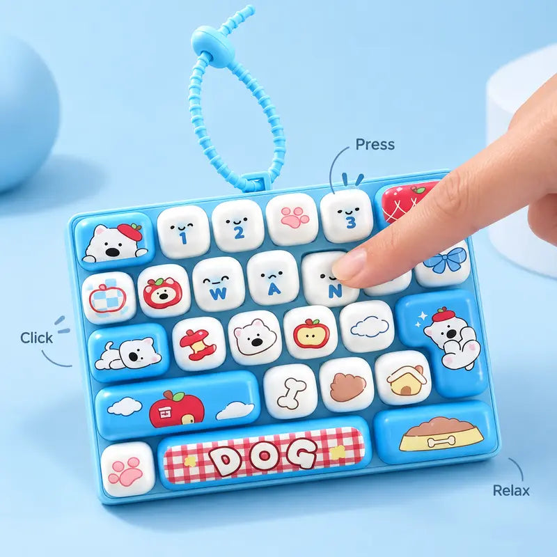26-Key Mini Fidget Keyboard Keychain – Portable Sensory Stress Relief Toy & Cute Backpack Accessory