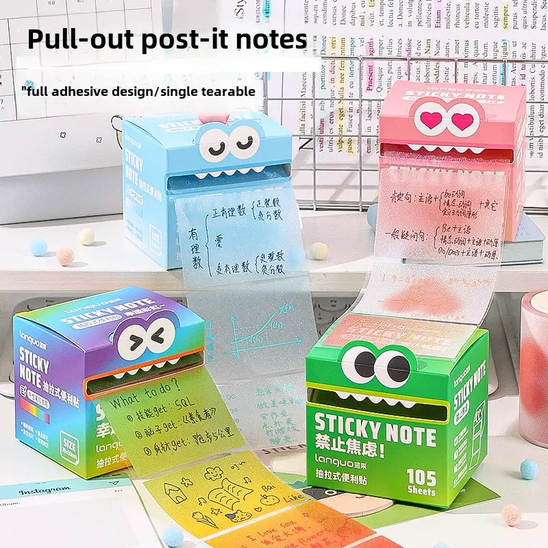 Cute Monster Pattern Sticky Notes | Cartoon Memo Pads 105 Sheets