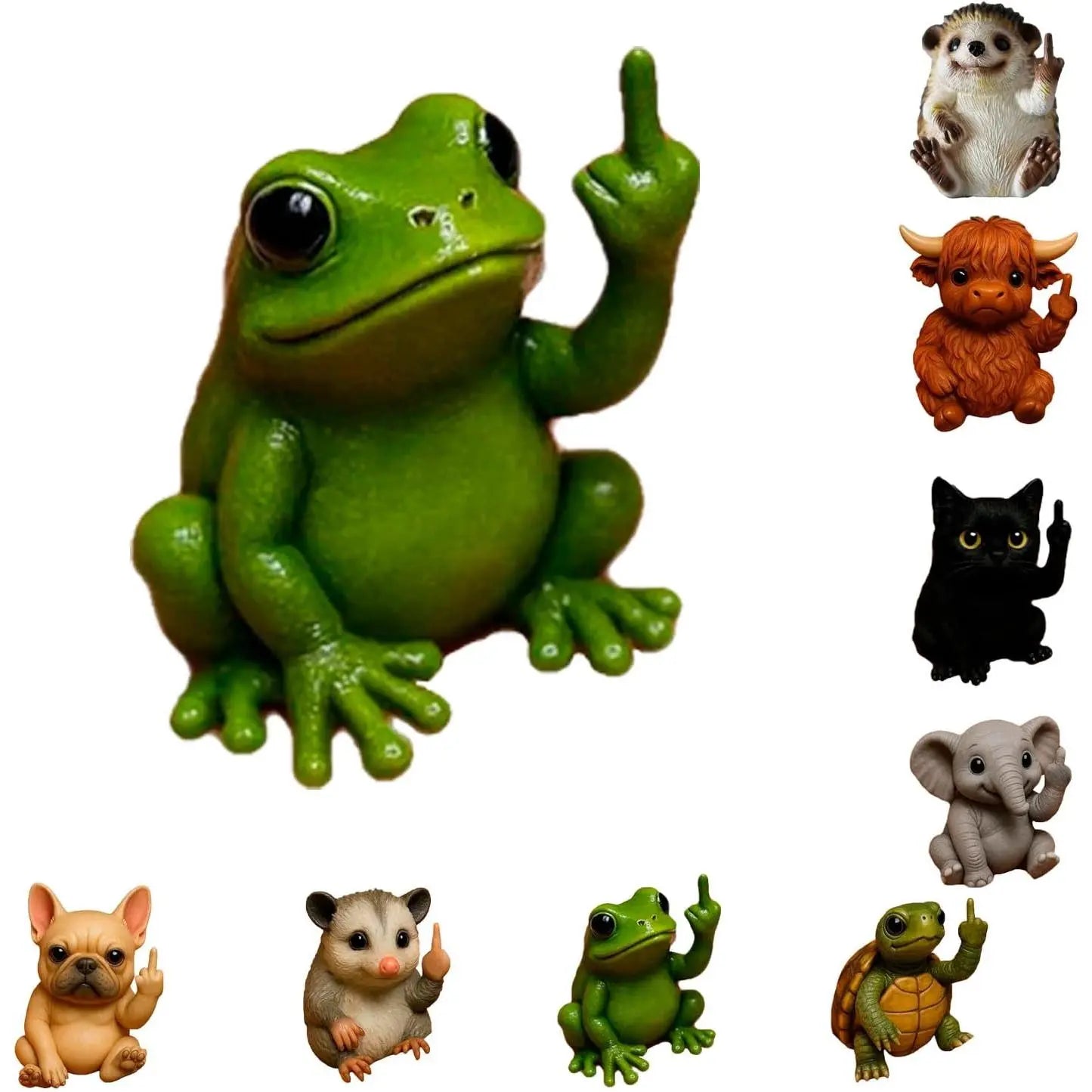 Fun Mini Middle Finger Animal Statue – Cute Resin Desktop & Car Decor Humor Gag Gift