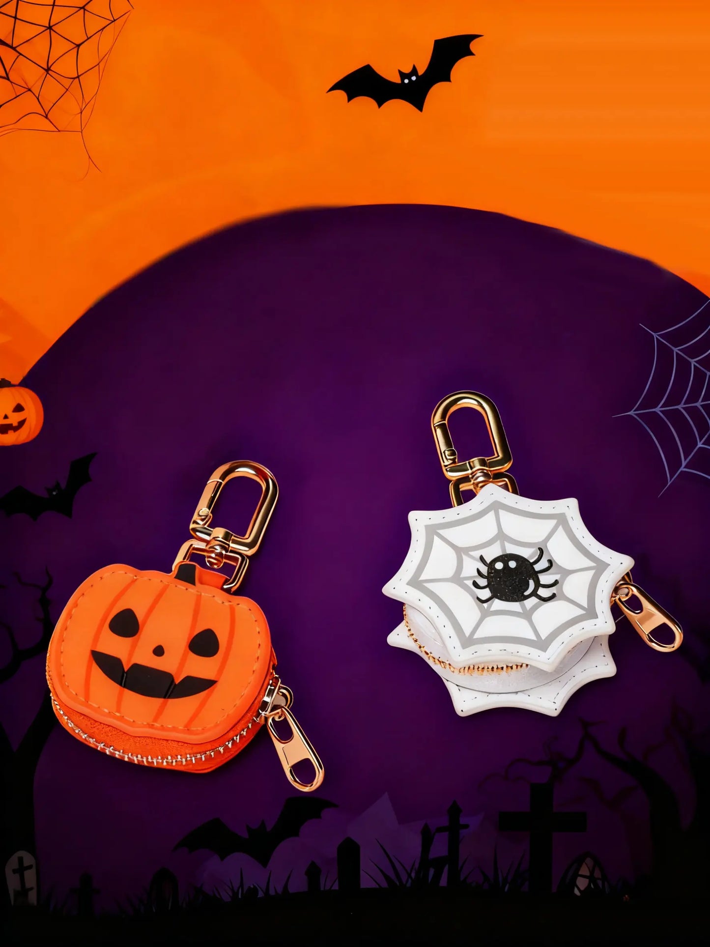 Cute Mini Bag Charms, Bag Accessories, Purse Charms for Handbags, Pumpkin Shaped Coin Purse Bag Ornament Set, Fun & Unique Novelty Pendant, Creative Funny Gift, Spooky Halloween Present, Ideal Gift, Portable for Daily Use & Travel