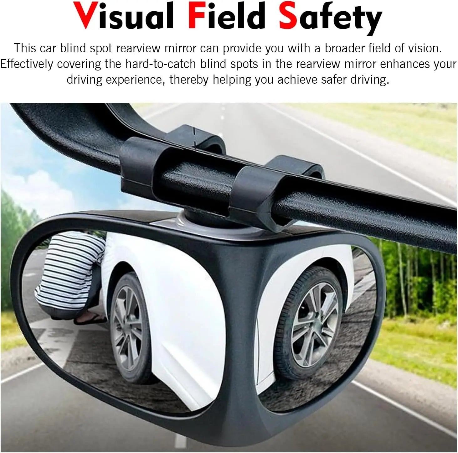 360° Rotatable Dual-Lens Blind Spot Mirror – Real Glass Rearview Auxiliary Mirror for Safe Reversing