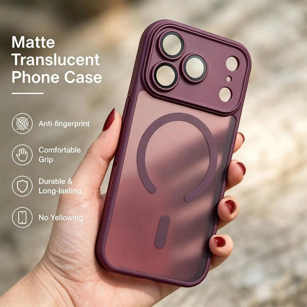 Luxury Matte Translucent Magnetic MagSafe Phone Case with Lens Protector for iPhone 18 Pro MaxV