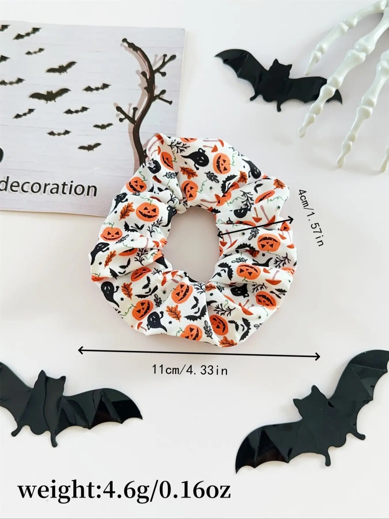 Halloween Scrunchies Set, 6PCS Gothic Pumpkin Hair Ties, Spooky Cute Elastic Hair Accessories
