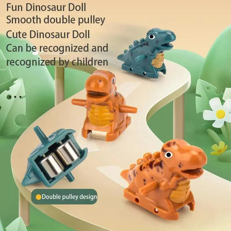 Electric Dinosaur Stair Climbing Toy, Automatic Slide Track Playset with 6 Dinosaur Cars, Educational Interactive Racing Toy for Kids, Ideal Holiday Birthday Gift