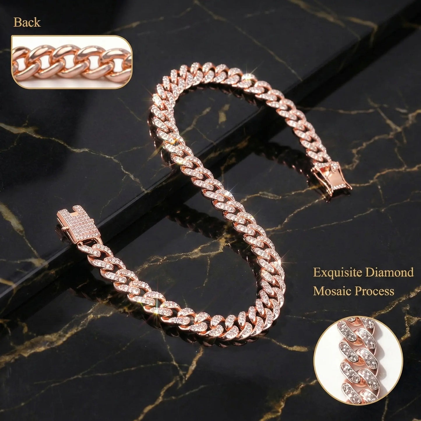 BenOphis Rose Gold Metal Cuban-Style Cat & Dog Necklace - Crystal & Bowtie Pet Neck Accessory, Safety Clasp, for Medium-Large Cats & Small Dogs, All-Seasons Animals Jewelry