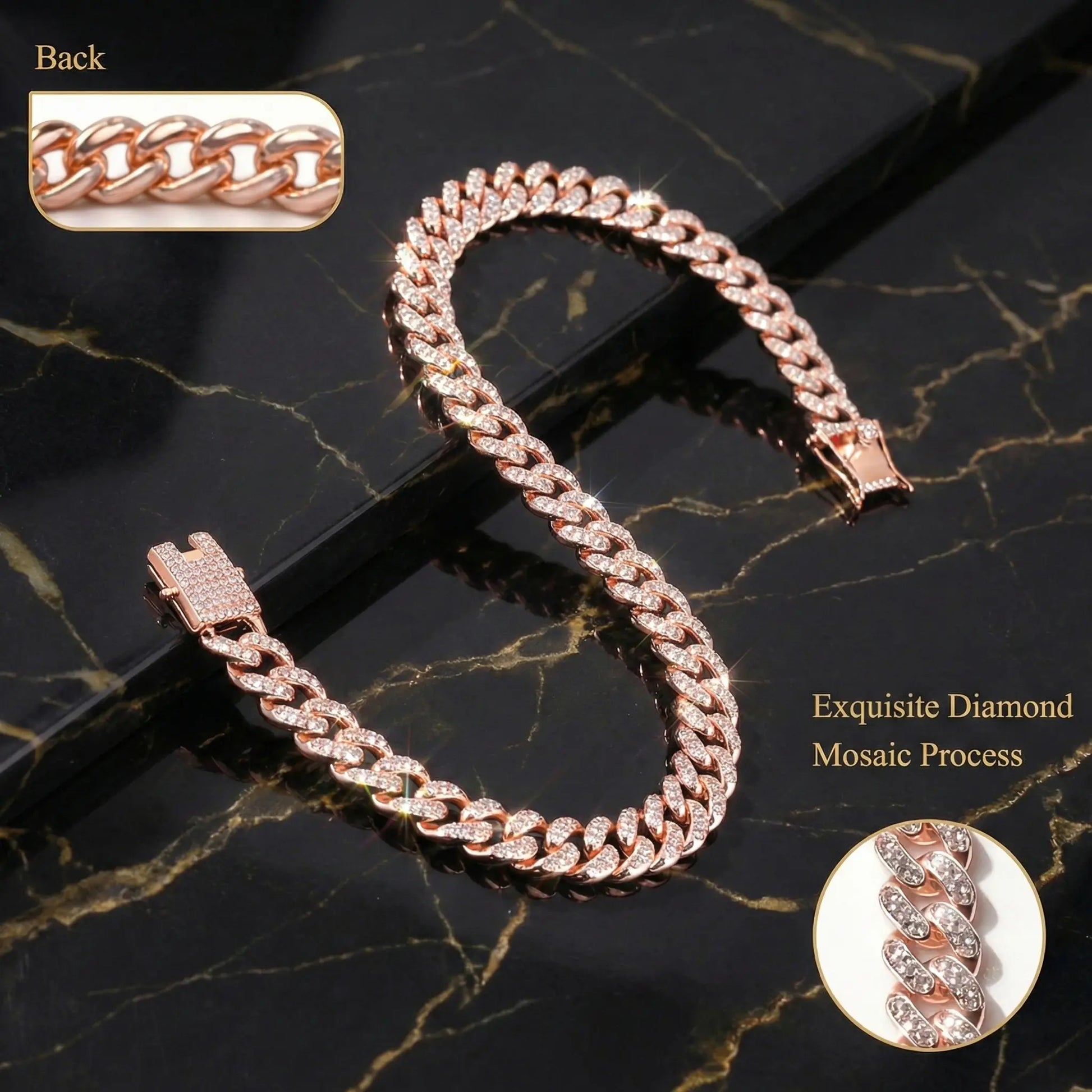 BenOphis Rose Gold Metal Cuban-Style Cat & Dog Necklace - Crystal & Bowtie Pet Neck Accessory, Safety Clasp, for Medium-Large Cats & Small Dogs, All-Seasons Animals Jewelry