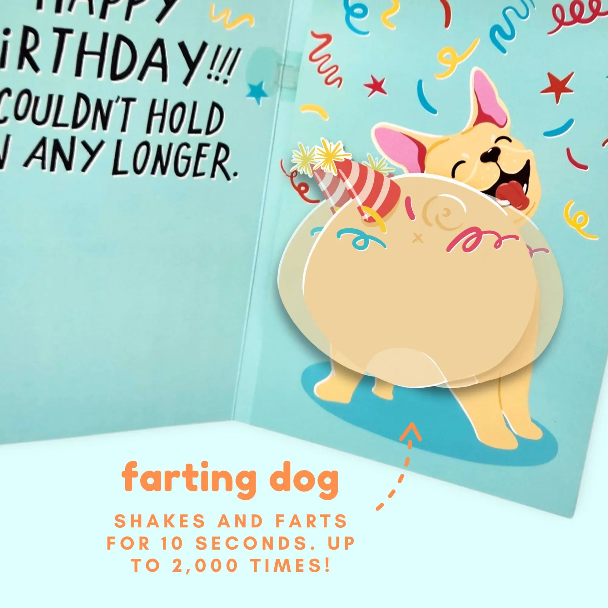 Farting Birthday Card - Farting Dog, Cat & Unicorn - Funny 3D Gag Gift for Men, Women & Kids - Shakes & Farts with Sound, Up to 2,000 Plays - Novelty Greeting Card with Envelope - Birthday Card