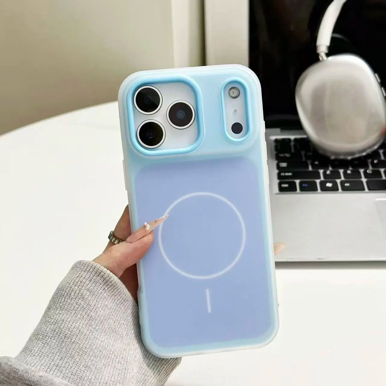 Color-Block Matte Translucent Magnetic Shockproof Case for iPhone 17-11 Series
