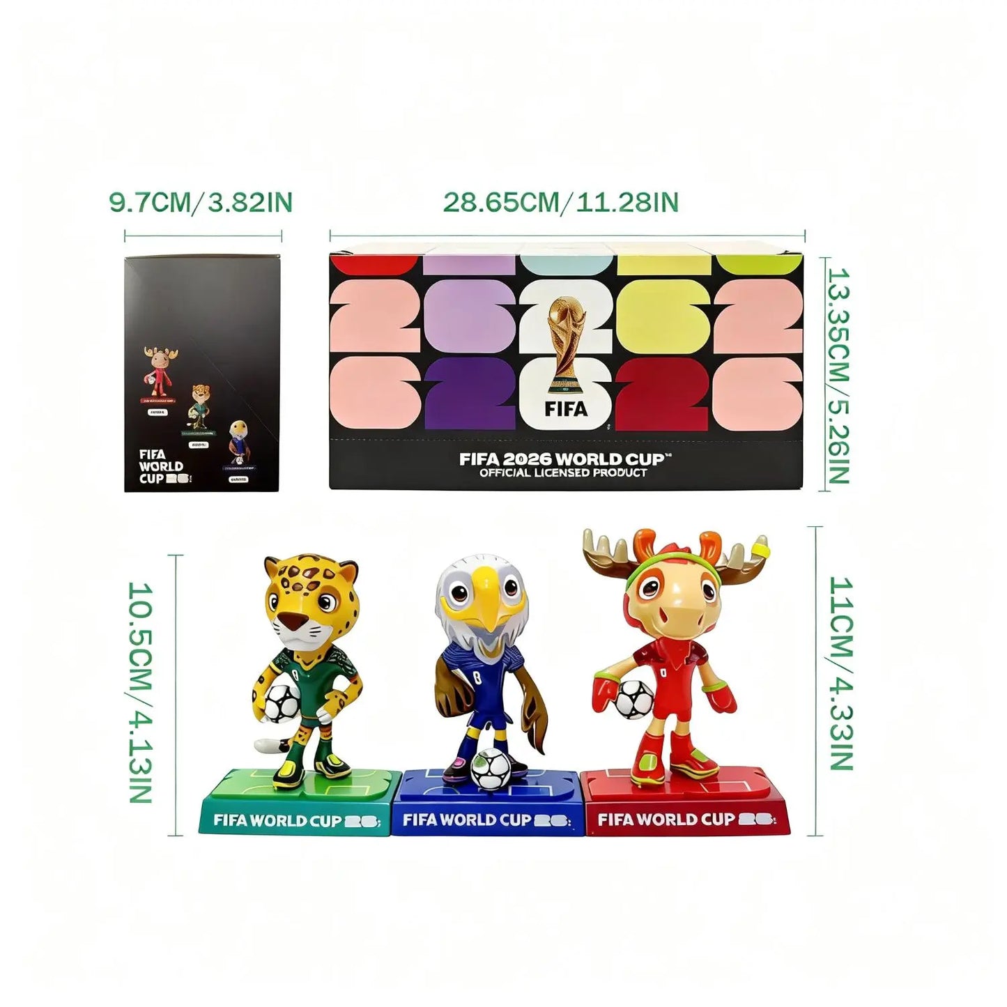 [Set of 3] FIFA 2026 World Cup Mascot Official Licensed Toy Figurines Collectable Soccer (Maple, Zayu & Clutch) Summervibes outdoorfun anime collectible