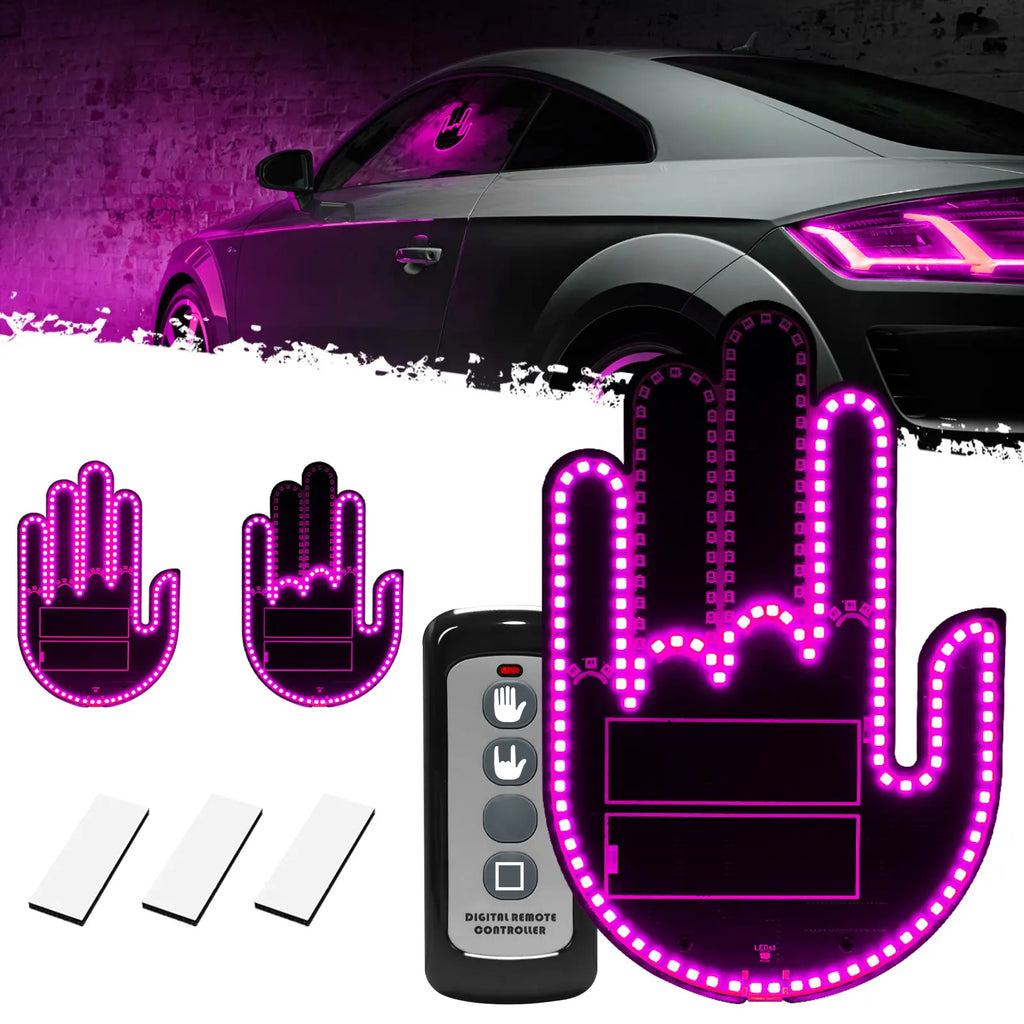 DIBMS Remote Control LED Car Gesture Light – Rechargeable Finger Hand Sign for Rear Window