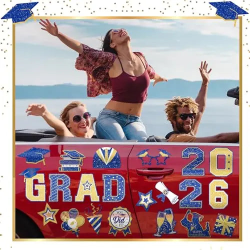 2026 Graduation Car Magnets Congrats Grad Magnetic Bumper Stickers Refrigerator Decals Senior Car Decorations for Car Refrigerator Garage Door
