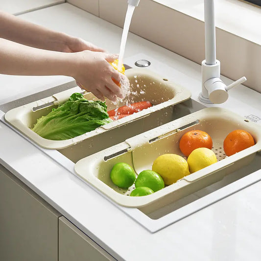 Collapsible Sink Colander Basket – Expandable Fruit & Vegetable Washing Strainer