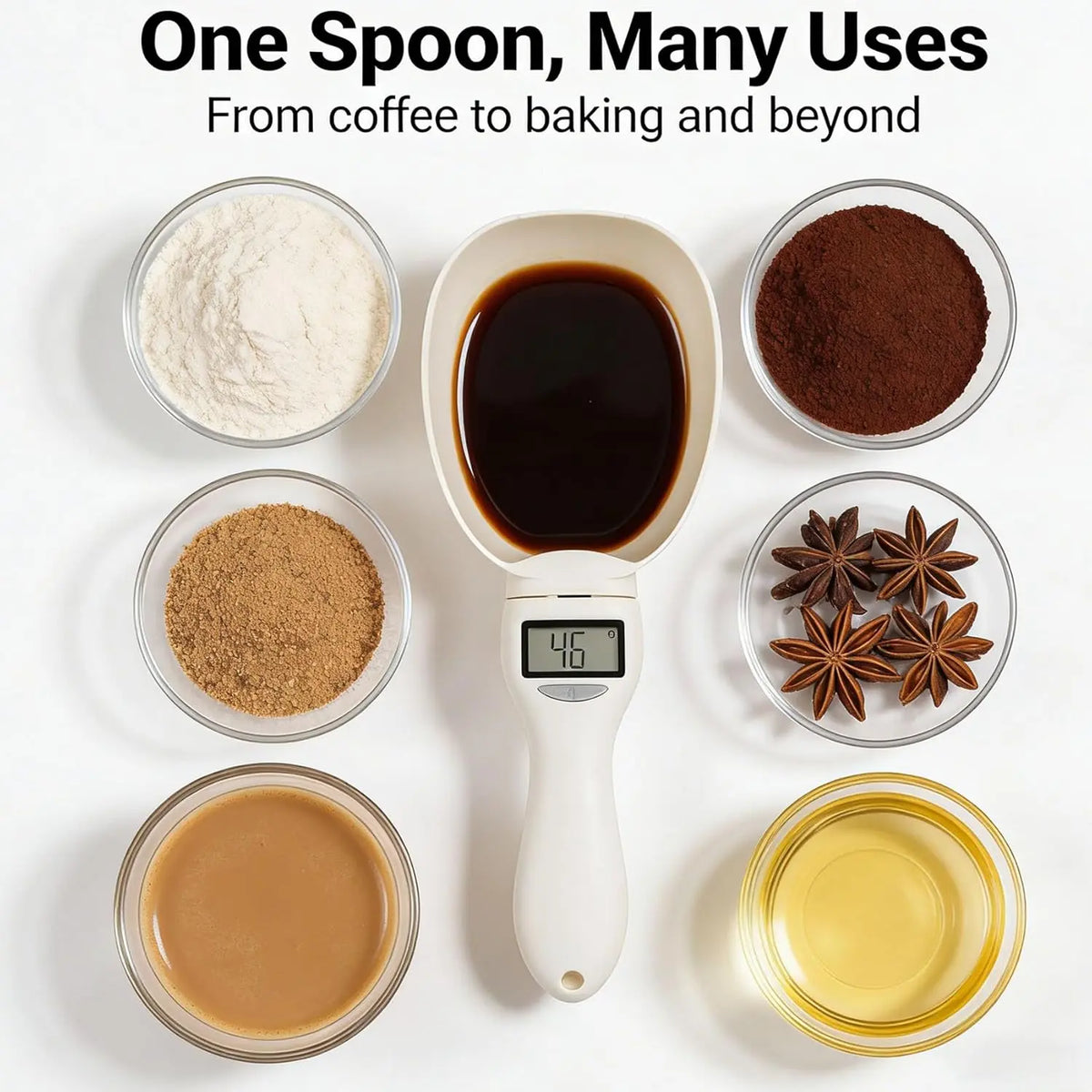 Digital Food Measuring Scoop Scale – Smart Electronic Spoon Scale for Kitchen & Baking