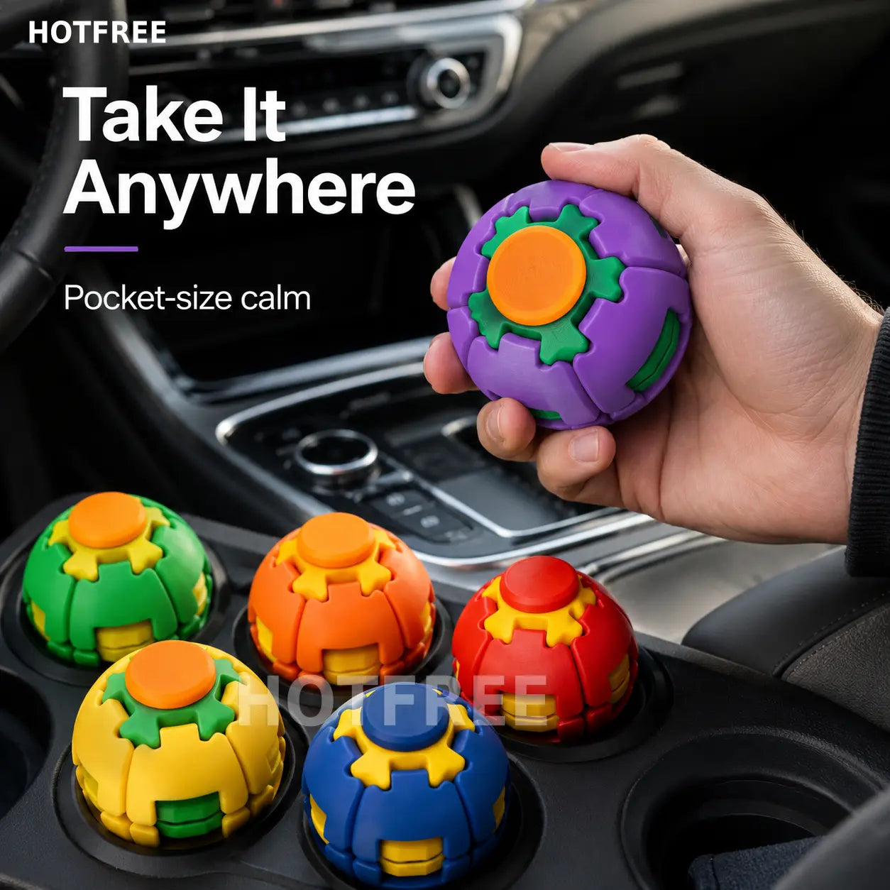 Hotfree 3D Printed Fidget Gyro Ball – Smooth Spinning Stress Anxiety Relief Desk Gadget