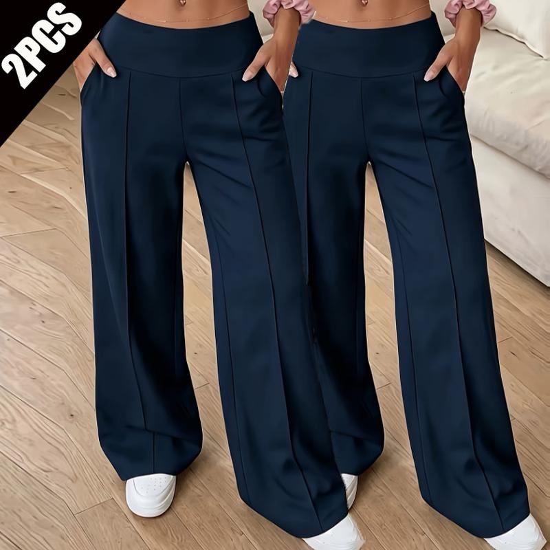 Women's 2-Pcs Lightweight Casual Basic Trousers for Spring & Autumn Everyday Wear