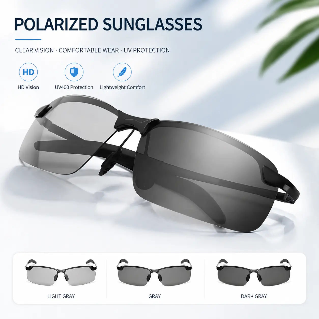 Unisex Polarized Sunglasses, Lightweight Fashion Eyewear for Driving, Fishing, Hiking, Beach and Outdoor Use
