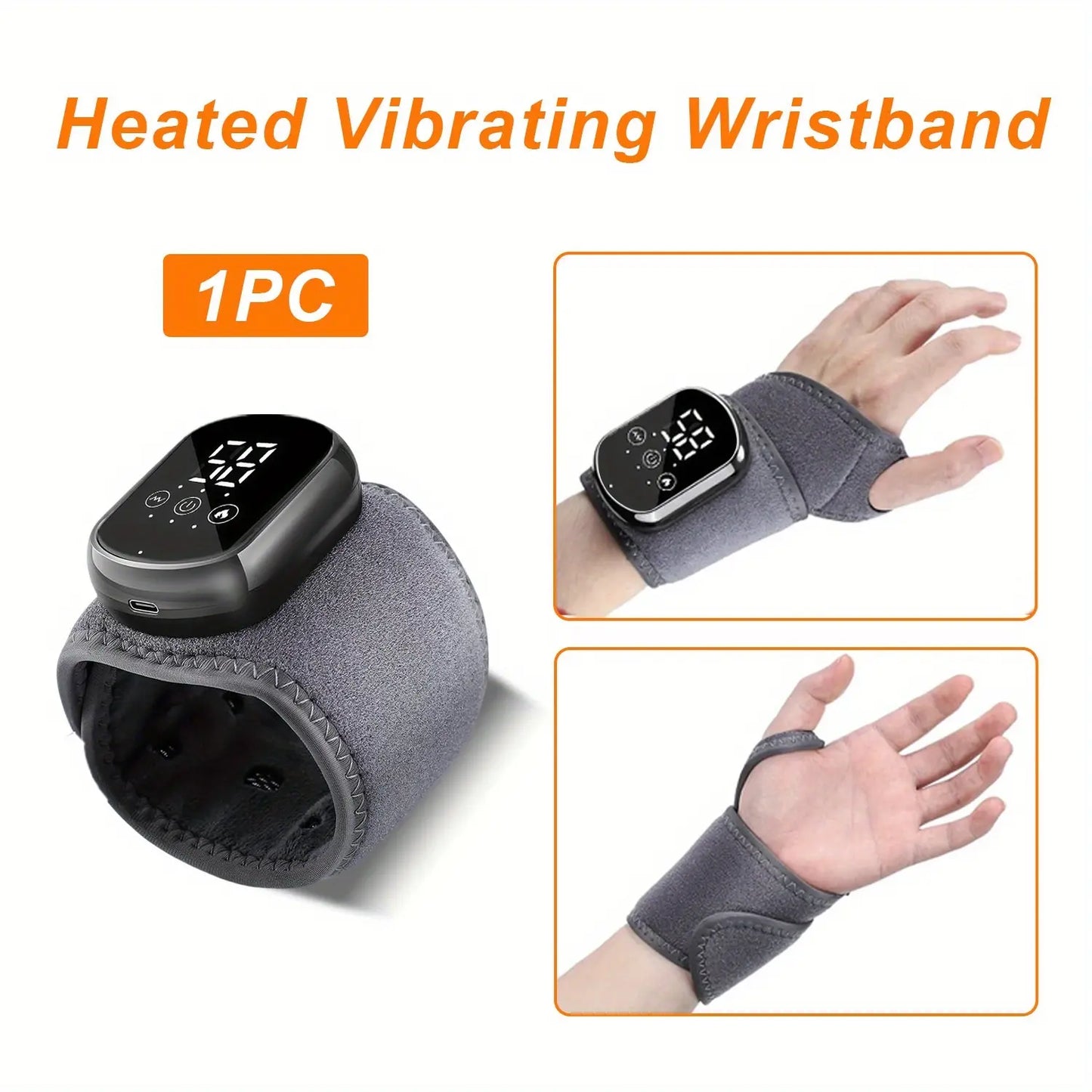 Wrist vibration heating device for relieving muscle stiffness — rechargeable and portable — designed for office workers, seniors, and eSports players