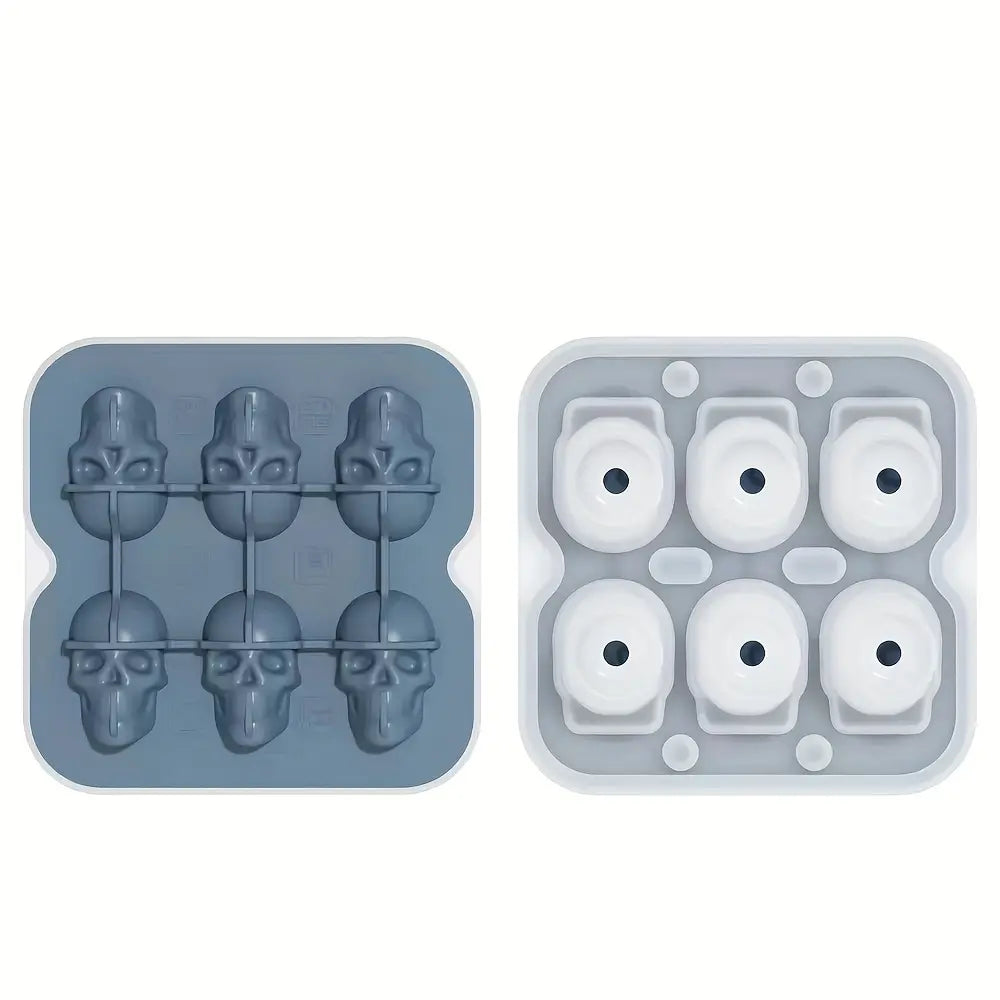 3D Skull Silicone Ice Cube Mold (6-Cavity/BPA-Free)