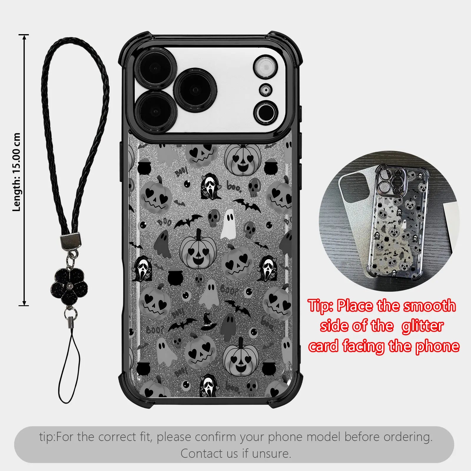 Cute Halloween Pumpkin Ghost Phone Case for iPhone 17 Pro Max – Transparent Shockproof Soft Silicone Cover