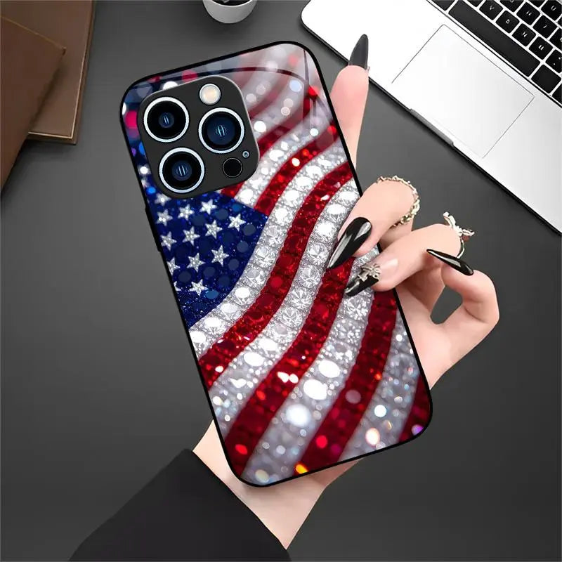 Patriotic American Flag Case for iPhone 16–11 & Samsung Galaxy S26–S22 – Slim Protective Cover