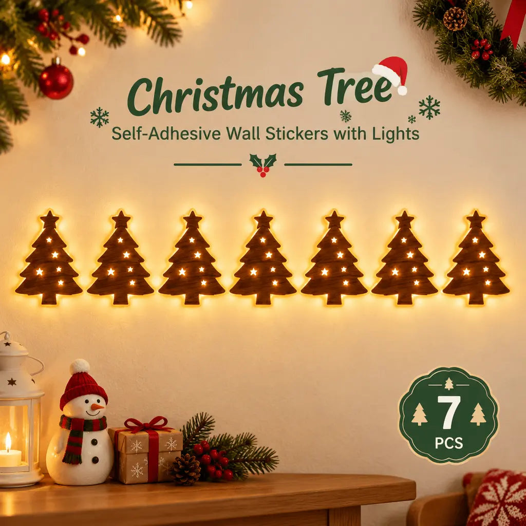 Christmas Reindeer & Santa’s Sleigh Wall Decal Light – Multicolor LED Holiday Decor