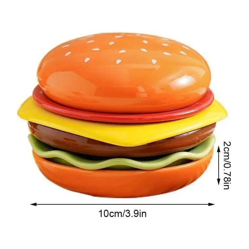 Stackable Hamburger Plate Set – 6-Piece Burger Serving Plate & Sauce Dish
