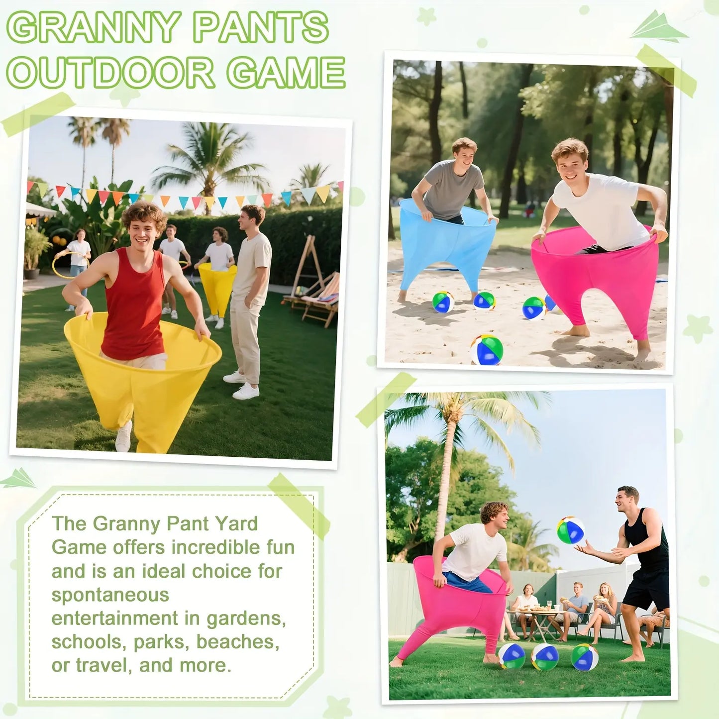 2PC Giant Oversize Granny Pants Toss Game Set with Bouncy Ball & Pump | Indoor/Outdoor Family Easter Party Gift for Kids