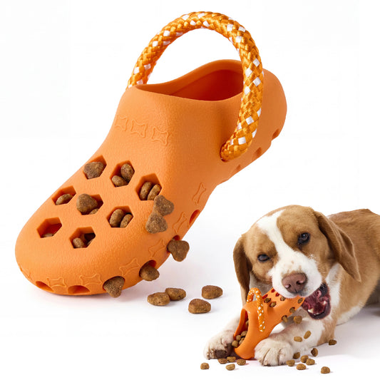 Clog-Shaped Dog Treat Dispensing Toy – Interactive Rubber Chew Toy for Puppies & Small Dogs