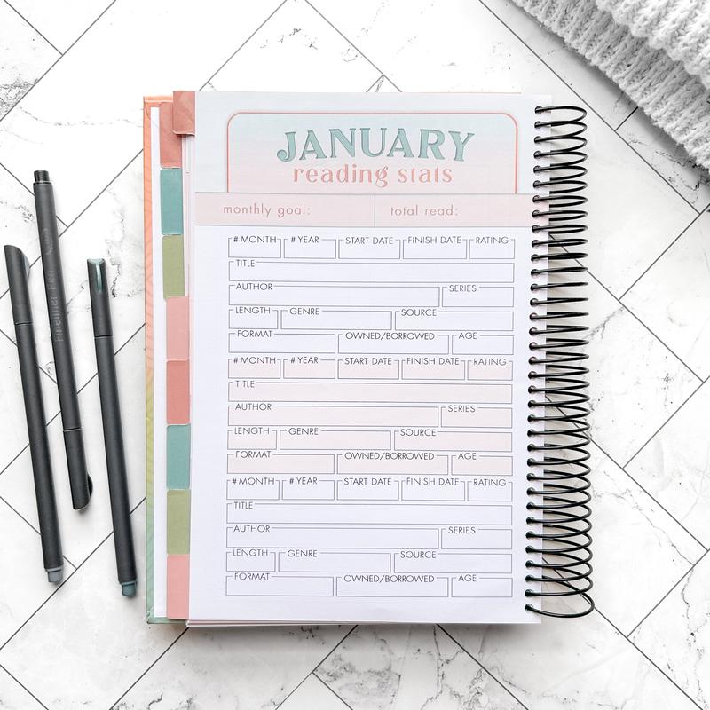 2026 Reading Tracker - book journal, hard cover, spiral bound